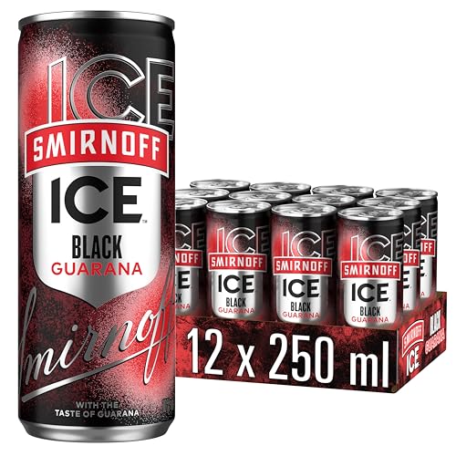 Smirnoff Ice Guarana Geschmack Premium Vodka, Erfrischender Geschmack, 10% Alkohol, 12 Dosen x 250 ml (EINWEG Verpackung), Wodka Mixgetränk, Fertige Cocktails, Für Partys, und gesellige Anläss von Smirnoff