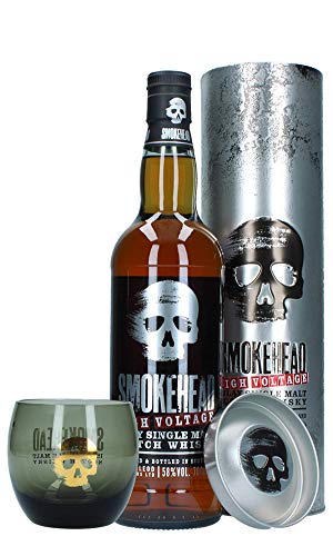 Smokehead High Voltage Islay Single Malt Whisky, mit einem Glas 0,7 L von Smokehead