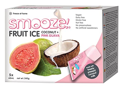 Smooze Alle Natürlichen Früchte Eis-Lollies Rosa Guave und Kokosmilch 65 ml (2 stück, Gesamt 10) von Smooze!