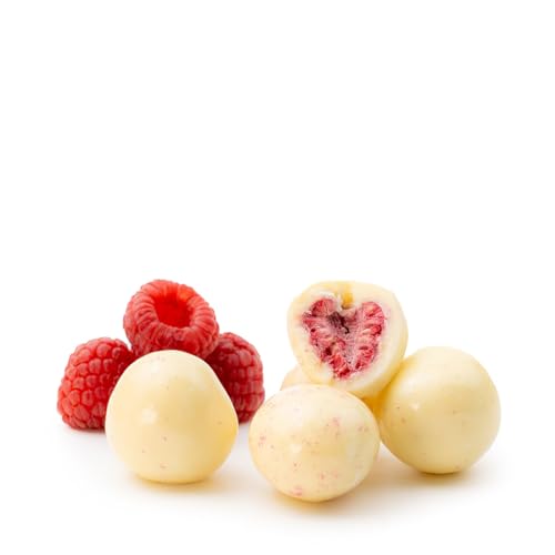 Himbeeren - gefriergetrocknet - in weißer Schokolade 250 g von Snackberries