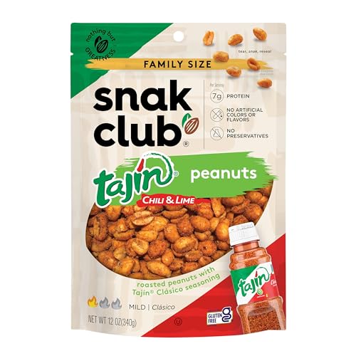Snak Club Tajin Clasico Chili & Limette Erdnüsse, mild in der Hitze, kräftig im Geschmack, Familiengröße, wiederverschließbar, 340 ml Snak Club Tajin Clasico Chili & Limette Erdnüsse, mild in der Hitze, kräftig im Geschmack, Familiengröße, wiederverschließbar, 340 ml von Snak Club