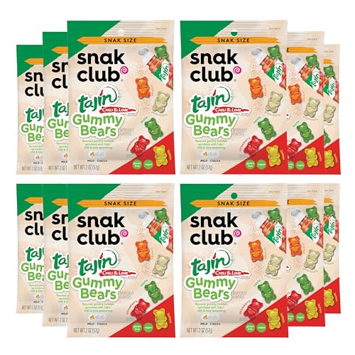 Snak Club Tajin Gummibärchen, sortierte Fruchtbonbons mit Chili- und Limettengewürzen, milde, glutenfreie und vegane Snacks, 57 ml Snackbeutel, 12 Stück Snak Club Tajin Gummibärchen, sortierte Fruchtbonbons mit Chili- und Limettengewürzen, milde, glutenfreie und vegane Snacks, 57 ml Snackbeutel, 12 Stück von Snak Club