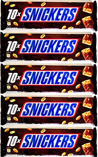 5 x SNICKERS RIEGEL 10er PACK á 500g Incl. Goodie von Flensburger Handel von Snickers