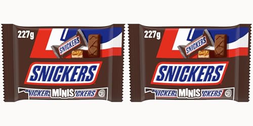 Snickers Minis, Schokoriegel mit Erdnuss und Karamell, Eine Packung (1 x 227 g) (Packung mit 2) von Snickers