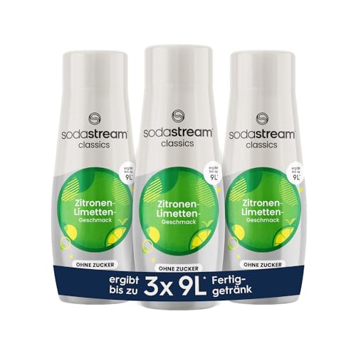 SodaStream Sirup 3x Zitrone-Limette ohne Zucker, 1x Flasche ergibt 9 Liter Fertiggetränk, Sekundenschnell zubereitet und immer frisch, 3x 440 ml von SodaStream