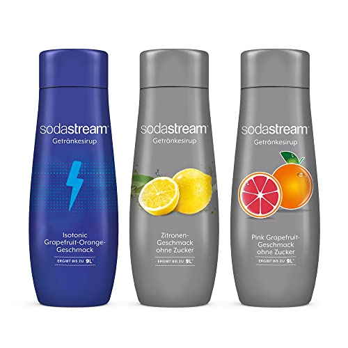 SodaStream Sirup-Bundle Isotonic, Zitrone ohne Zucker, Pink Grapefruit ohne Zucker, 3x 440ml Getränkesirup für je bis zu 9 Liter Fertiggetränk von SodaStream