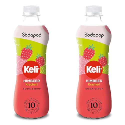 Sodapop Keli Sirup Himbeer, schnell & einfach zubereitet, 1 Flasche ergibt 10 L Fertiggetränk, 500 ml (Packung mit 2) von Sodapop