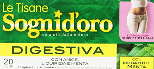 Sognid'Oro - Tisana Digestiva, con Anice, Liquirizia e Menta - 4 confezioni da 20 filtri [80 filtri, 160 g] von Sogni d'oro