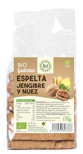 Dinkelkekse mit Ingwer und Bio-Walnüssen 175 G (Ingwer - Dinkel) von Sol Natural