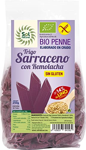 Penne de trigo sarraceno, remolacha y lino s/g Bio 250g Sol Natural von Sol Natural
