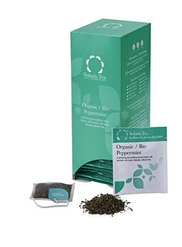 Solaris Tea BIO Pfefferminze, 40 biologisch abbaubare genähte Seidenteebeutel, 40 Stück von Solaris Tea