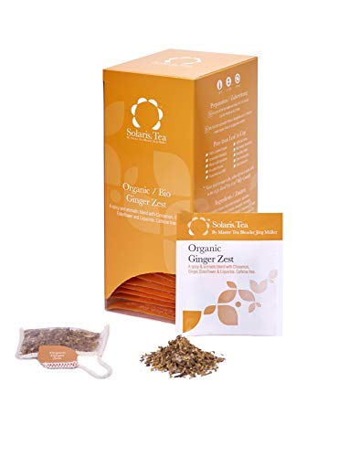Solaris Tea Bio - Ginger Zest - Ingwer Mischung, 40 genähte Seidenteebeutel, 80 g von Solaris Tea