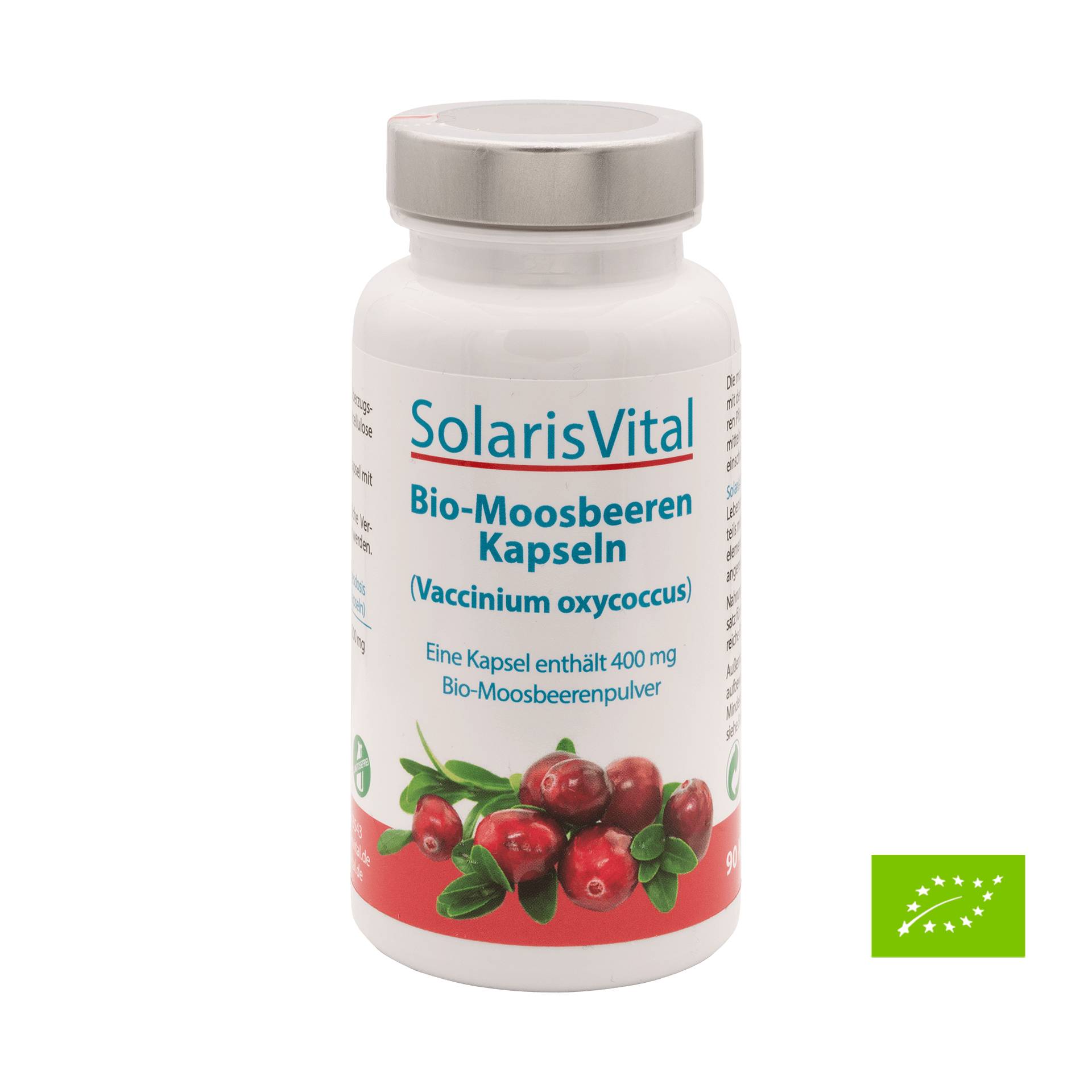 Bio-Moosbeeren Kapseln 90 Stück in Bioqualität - 100% reines Moosbeeren-Pulver - Vegan - Solaris Vital von Solaris Vital