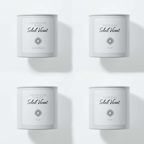 Salzflocken, Salzpyramiden, Salzperlen & Fleur de Sel von Soleil Vivant in weißen Dosen Salzflocken, Salzpyramiden, Salzperlen & Fleur de Sel von Soleil Vivant in weißen Dosen von Soleil Vivant