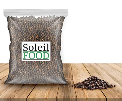 SoleilFOOD Pfeffer schwarz 1kg Pfeffer Körner Pfefferkörner feinste Qualität Pfeffer ganz Gentechnikfrei von SoleilFOOD