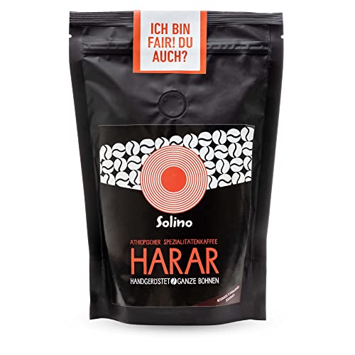 Harar Kaffee (250 g) - Ganze Bohnen, 100% Arabica - Handgeröstet in Äthiopien - Für Vollautomat, Siebträger, Filterkaffee, Frenchpress, Espressokocher von Solino