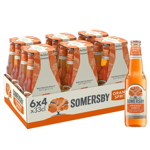 Somersby Orange Spritz Cider 0,33 l Flasche, 24 Glasflaschen fruchtiger Cider mit bittersüßem Orangen-Geschmack mit 4,5 Prozent Volumen ohne künstliche Farb- und Aromastoffe (24 x 0,33 l) von Somersby
