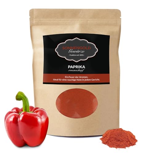 Sonnengold Gewürze - 1000g Paprika rosenscharf aus Spanien - Feurig & Intensiv - 100-120ASTA - Meisterqualität seit 1855 - Handverpackt in umweltfreundlicher Verpackung von Sonnengold