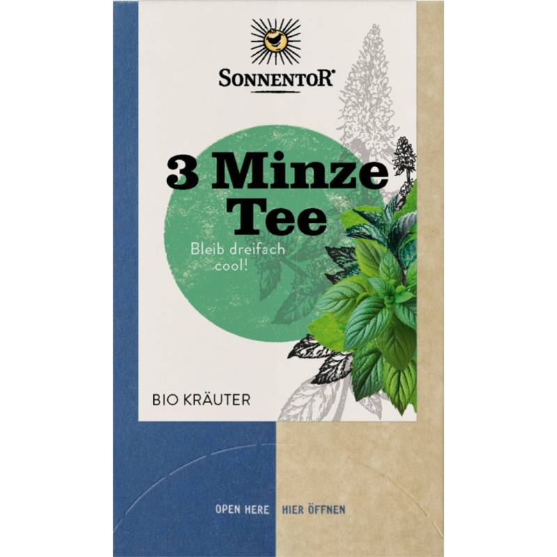 Bio 3-Minze Tee, 21,6 g, Doppelkammerbeutel von Sonnentor