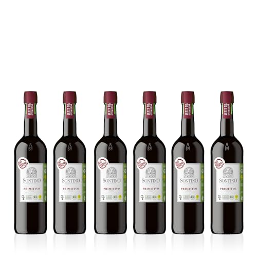 SONTINO BioVegan Primitivo Halbtrocken 0,75l | Halbtrockener Rotwein aus Italien | 6 x 0,75l von Sontino