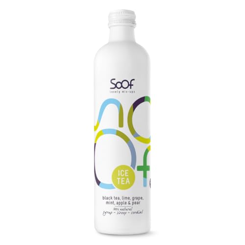Soof Eistee Sirup - Schwarzer Tee, Limette, Minze, Weintraube, Apfel & Birne - natürlicher Getränkesirup - Ice Tea Sirup 100% natürlich, 0% Müll - bis zu 20-38 Portionen gemischt mit Wasser - 340ml Soof Eistee Sirup - Schwarzer Tee, Limette, Minze, Weintraube, Apfel & Birne - natürlicher Getränkesirup - Ice Tea Sirup 100% natürlich, 0% Müll - bis zu 20-38 Portionen gemischt mit Wasser - 340ml von Soof