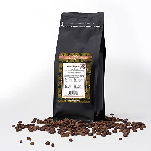 Soolong Taste Colombia Nr3000 Kaffeebohnen Caturra Forte - Kaffeespezialität Arabica mittlere Röstung, mittlerer Körper, charakteristisch und aromatisch. - Beutel 1kg von Soolong