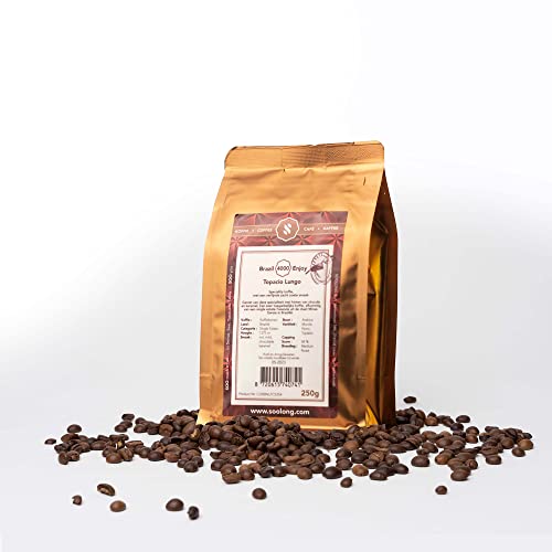Soolong Enjoy Brazil No4000 Kaffeebohnen Topacio Lungo - Kaffeespezialität Arabica mittlere Röstung, leichter Körper mit zartem, weichem und süßem Geschmack. - Beutel 250 Gramm von Soolong