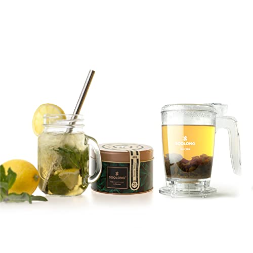 Soolong Ice Tea Set Pure en Fresh - Ijsthee - Munt - Citroen - Malawi - Losse thee - Duurzaam design blik - Teamaker - Theemaker - Trendy Ice Tea Glass - Ice Tea Recipe - Cadeau - 1stuks von Soolong