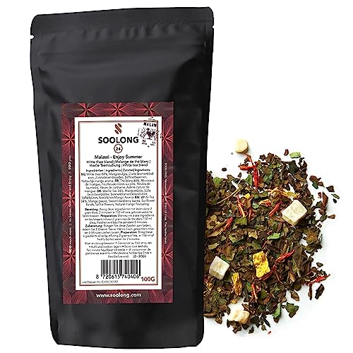 Soolong Nr. 24 Premium Weißer Tee aus Malawi - Tropisch-fruchtiger Geschmack von Mango, Waldfrucht und Limettenblüte - Nachhaltiger loser Tee - Nachfüllpackung 100g - Genuss aus Malawi von Soolong