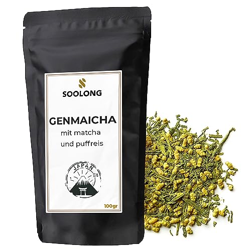 Soolong Nr. 33 Premium Japanischer Grüner Tee mit Genmaicha, Matcha und Puffreis - Samtig weich - Nachhaltiger loser Tee - Nachfüllpackung 100g - Geschmackserlebnis aus Japan von Soolong
