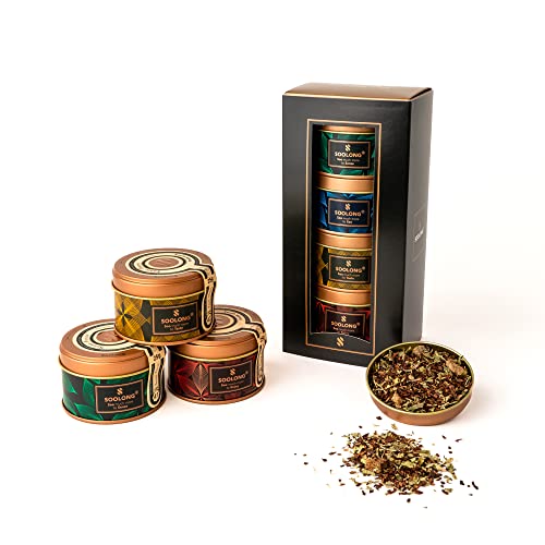 Soolong Südafrika Nr40 Exklusives Rooibos-Tee-Geschenk - mit vier hochwertigen losen Tees - Rooibos & Honeybush - Muttertagsgeschenk - Sortiment 4 Stücke von Soolong