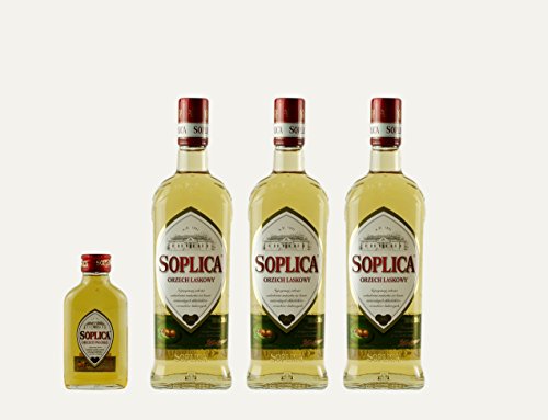 3x Soplica Haselnuss + 1x kostenfrei Soplica Walnuss in der Probiergröße (30%, 0,1 Liter) | Polnischer Haselnusswodka/-likör | je 0,5 Liter von Soplica