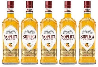 5 Flaschen Soplica Aprikose/Morelowa Likör aus Polen a 0,5L 30% Vol. (5 x 0.5L) von Soplica
