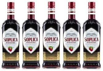 5 Flaschen Soplica Kirsch/Wisniowa Likör aus Polen a 0,5L 30% Vol. (5 x 0.5L) von Soplica