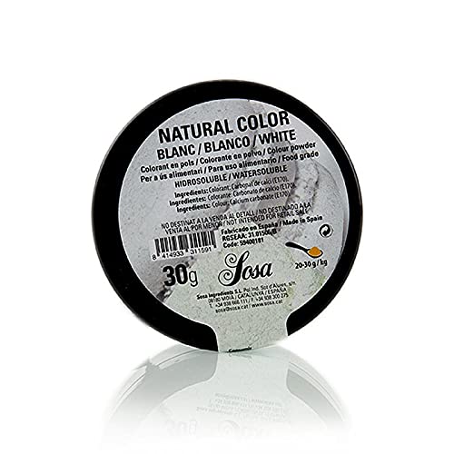 Sosa Lebensmittelfarbe Weiß, Natürlich, Wasserlöslich, 30 g Sosa Lebensmittelfarbe Weiß, Natürlich, Wasserlöslich, 30 g von Sosa