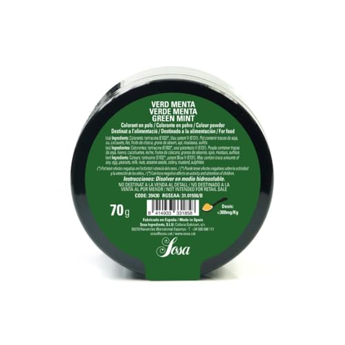 Sosa - Mintgrünes natürliches Färbepulver wasserlöslich - Ideal zum Backen (50g), von Sosa