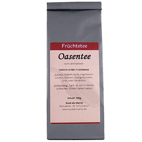 Früchtetee Tee orientalischer Oasentee mit vielen Früchten ✔ Früchte Tee Tea Chay lose ✔ Teemischung ✔ ohne Zusatzstoffe & Konservierungsstoffe, 100g von Souk du Maroc