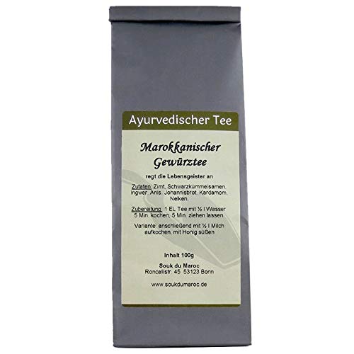 Gewürztee ayurvedische Vata Mischung aus Marokko ✔ Gewürze Tea Chay Chai lose ✔ Teemischung ✔ ohne Zusatzstoffe, Aromastoffe & Konservierungsstoffe, 100g von Souk du Maroc