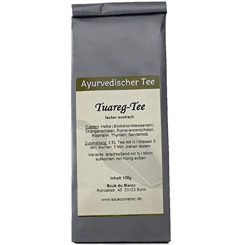 Tuareg Tee ayurvedische Kapha Mischung Tuaregtee ✔ Tea Chay Chai lose ✔ Teemischung ✔ ohne Zusatzstoffe, Aromastoffe & Konservierungsstoffe, 100g von Souk du Maroc