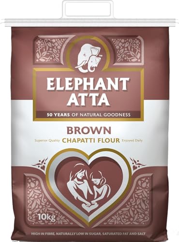 Elephanta Atta Braunmehl - Vollkorn Weizenmehl für Chapatti, 10kg, 1 Packung - Perfekt für authentische indische Brote, reich an Ballaststoffen und Nährstoffen Elephanta Atta Braunmehl - Vollkorn Weizenmehl für Chapatti, 10kg, 1 Packung - Perfekt für authentische indische Brote, reich an Ballaststoffen und Nährstoffen von Soul Mantra