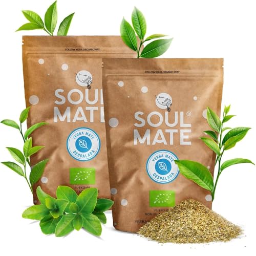 Soul Mate Orgánica Despalada 1 kg (2x500g) | Bio-Mate Tee aus Brasilien | Subtiler Pflanzengeschmack | Hohe Dosis des natürlichen Koffeins | Speziell ausgewählt von Soul Mate