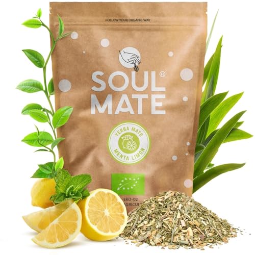 Soul Mate Orgánica Menta Limon 0,5 kg | Bio-Mate Tee aus Brasilien 500 g | Mate Tee + Minze und Zitrone | Erfrischende Mischung | Perfekt in kalter und warmer Form | Mit ökologischem Zertifikat von Soul Mate