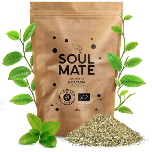 Soul Mate Orgánica Guayusa 1 kg | Bio-Mate Tee aus Brasilien 1000 g | Verbindung vom Mate Tee mit Guayusa BIO | Doppel Anregungseffekt | Milder Geschmack und mildes Aroma | Mit Bio-Zertifikat von Soul Mate