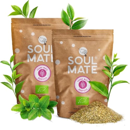 Soul Mate Orgánica Guayusa 1 kg | Bio-Mate Tee aus Brasilien 1000 g | Verbindung vom Mate Tee mit Guayusa BIO | Doppel Anregungseffekt | Milder Geschmack und mildes Aroma | Mit Bio-Zertifikat von Soul Mate