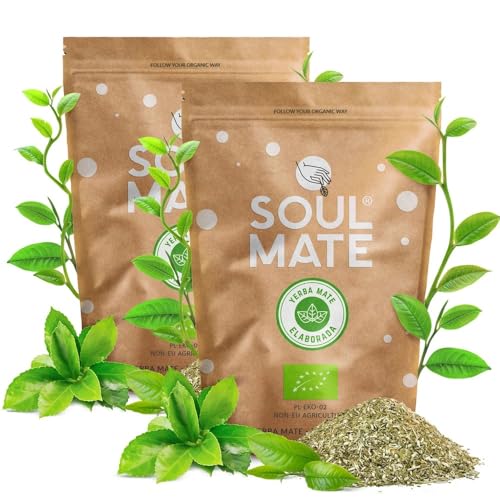 Soul Mate Orgánica Sin Humo 1 kg | Bio-Mate Tee aus Brasilien 1000 g | Milder Pflanzengeschmack| Kraft des natürlichen Koffeins| Speziell ausgewählt | Mit Bio-Zertifikat von Soul Mate