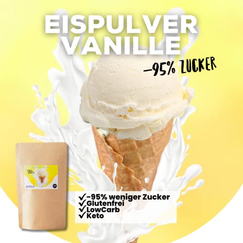 Eispulver Vanille von Soulfood LowCarberia 90g - 400g Eiscreme - 95% weniger Zucker von Soulfood LowCarberia