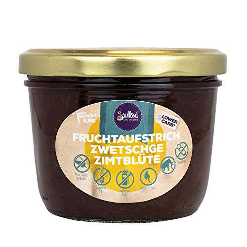 Soulfood Lowcarberia Zwetschge-Zimtblüte Fruchtaufstrich homemade, 1er Pack (1 x 220 g) von Soulfood Lowcarberia