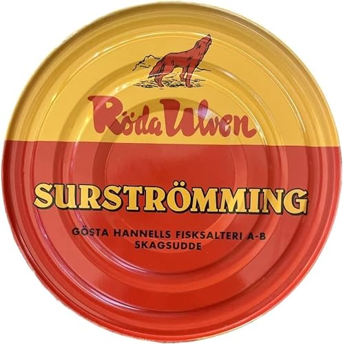 Surströmming Röda Ulven ORGINAL Hering Dose Stinkefisch Surstroemming schwedischer | Geschenke für Männer | Gammelfisch fermentierter Fish Schweden von Soulgoods