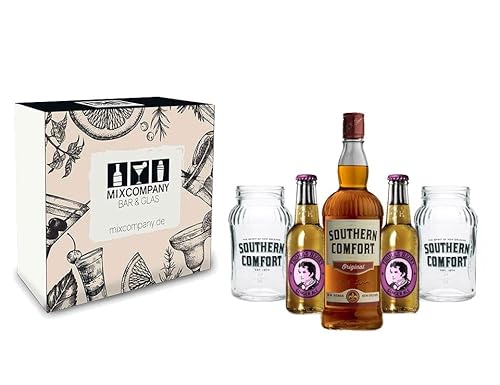 Southern Comfort Whiskey Set / Geschenkset - Southern Comfort Whiskey 0,7l 700ml (35% Vol) + 2x Thomas Henry Ginger Ale 200ml +2x Longdrinkglas - Inkl. Pfand MEHRWEG von Southern Comfort