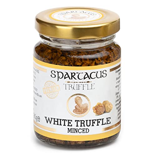 Spartacus weißer Gehackter Trüffel | Gönnen Sie sich kulinarische Exzellenz | Erlesene schwarze Trüffel für Feinschmecker (90g) von Spartacus Truffle